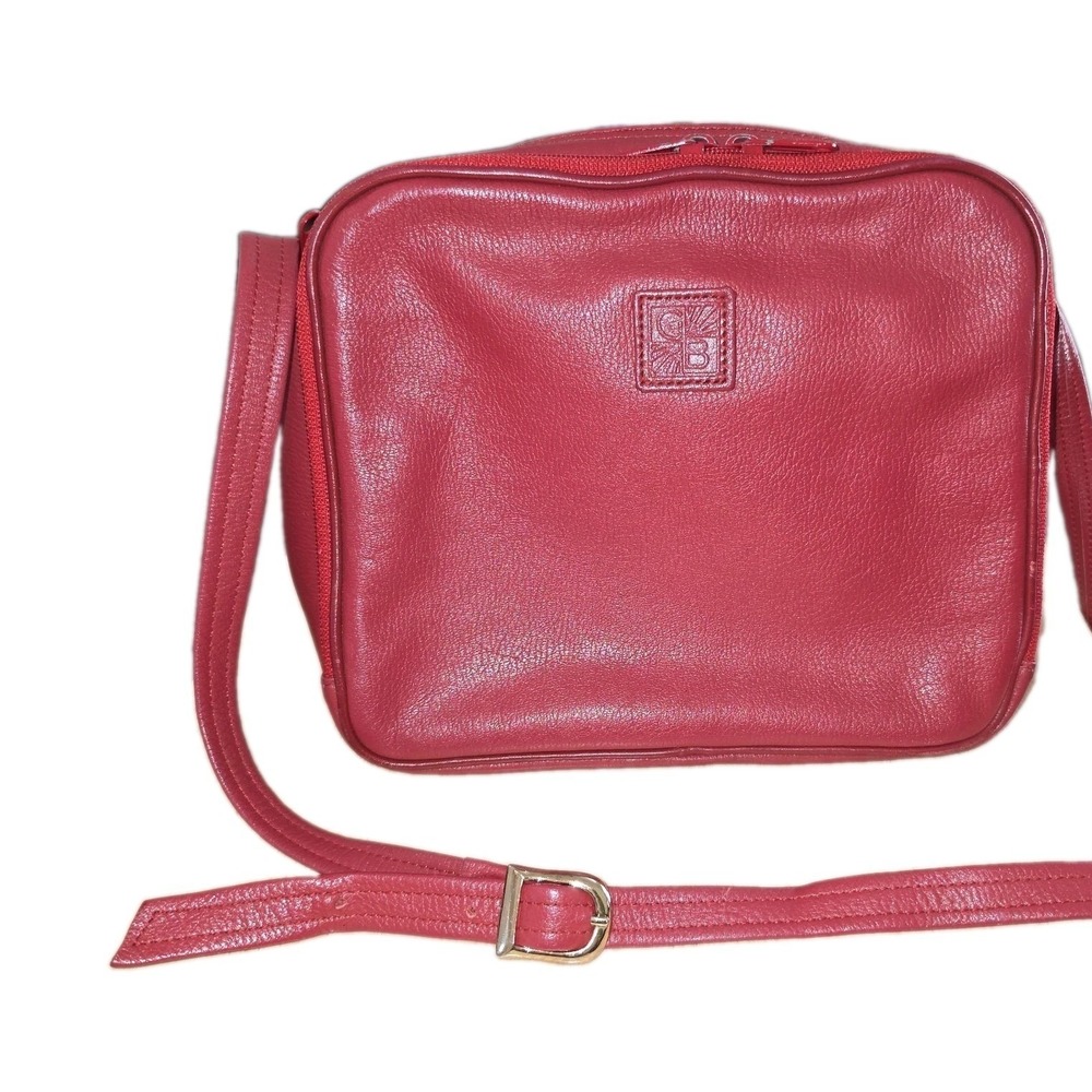 Giani Bernini Red Genuine Pebbled Leather Shoulder Bag Organizer Purse *read*